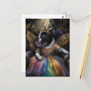 Boston Terrier Fee in einem Sessel Postkarte