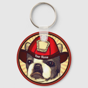 Boston Terrier Firefighter Schlüsselanhänger