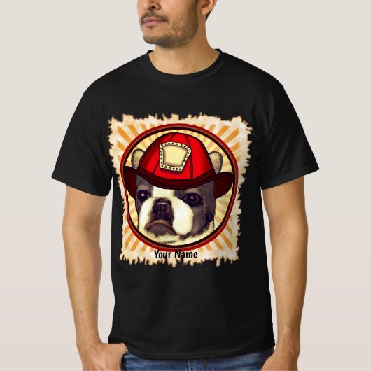Boston Terrier Firefighter T - Shirt (Vorderseite)