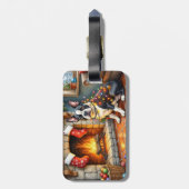 Boston Terrier Fireplace with Christmas Lights Gepäckanhänger (Rückseite vertikal)