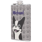 Boston Terrier Flachmann (Links)