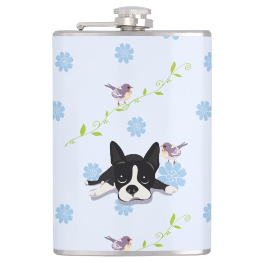 Boston Terrier Flachmann (Vorderseite)