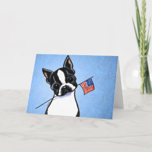 Boston Terrier Flag 4. Juli Custom Karte