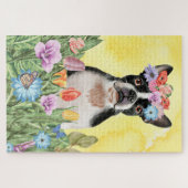 Boston Terrier Flowers Puzzle (Horizontal)