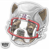 Boston Terrier Football Helmet 12 Aufkleber (Vorderseite)