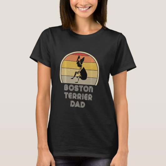 Boston Terrier For Women Retro Boston Terrier Vate T-Shirt (Vorderseite)