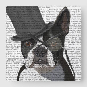 Boston Terrier, Formal Hound and Hat Quadratische Wanduhr