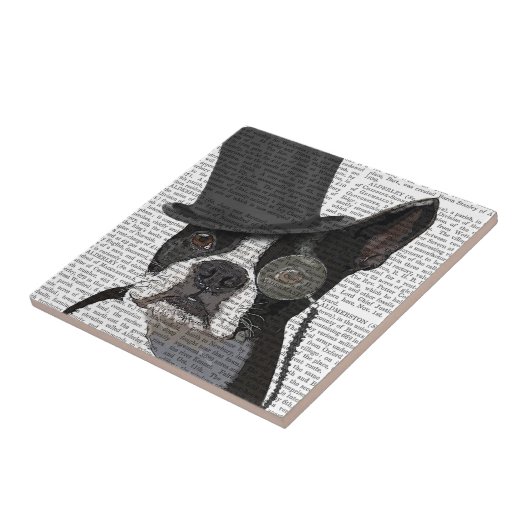 Boston Terrier, Formal Hound und Hat Fliese (Seite)