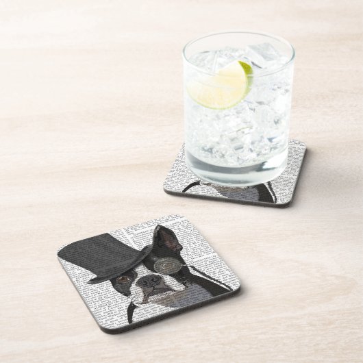 Boston Terrier, Formal Hound und Hat Getränkeuntersetzer (Rechte Seite)