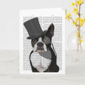 Boston Terrier, Formal Hound und Hat Karte (Gelbe Blume)