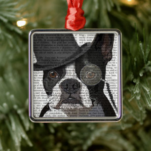 Boston Terrier, Formal Hound und Hat Ornament Aus Metall