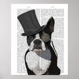 Boston Terrier, Formal Hound und Hat Poster