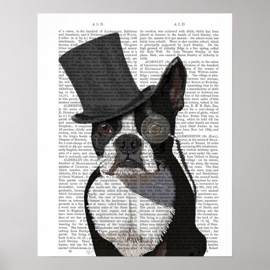 Boston Terrier, Formal Hound und Hat Poster (Vorne)