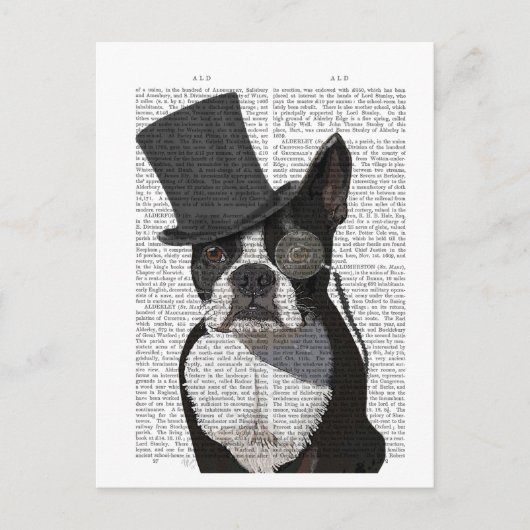 Boston Terrier, Formal Hound und Hat Postkarte (Vorderseite)