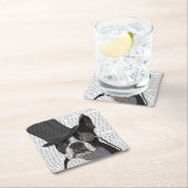 Boston Terrier, Formal Hound und Hat Rechteckiger Pappuntersetzer (Vor Ort)