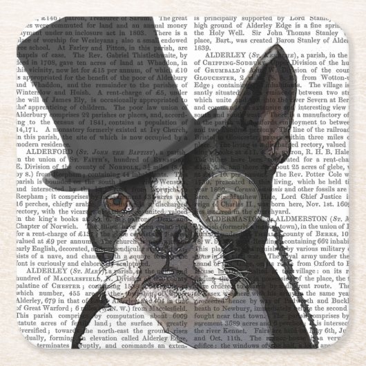 Boston Terrier, Formal Hound und Hat Rechteckiger Pappuntersetzer (Vorderseite)