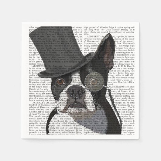 Boston Terrier, Formal Hound und Hat Serviette (Vorderseite)