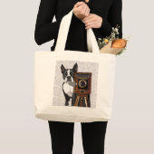 Boston Terrier Fotograf 2 Jumbo Stoffbeutel (Vorderseite (Produkt))