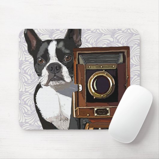 Boston Terrier Fotograf 2 Mousepad (Mit Mouse)
