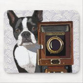 Boston Terrier Fotograf 2 Mousepad (Vorne)