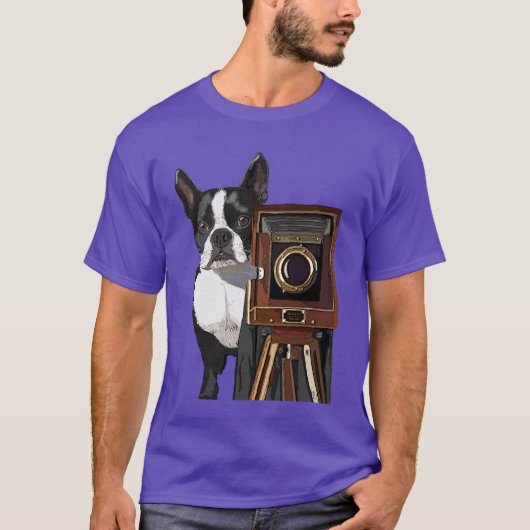 Boston Terrier Fotograf 2 T-Shirt (Vorderseite)
