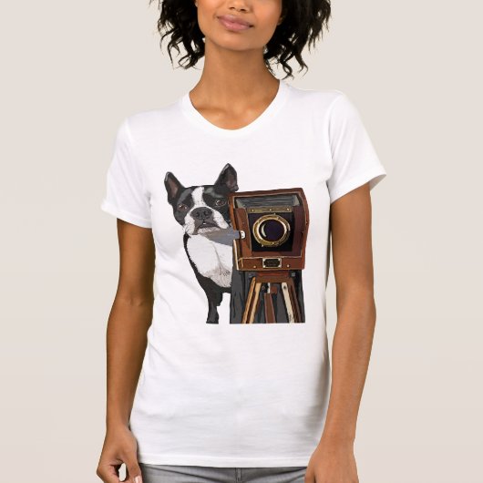 Boston Terrier Fotograf 2 T-Shirt (Vorderseite)