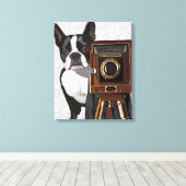 Boston Terrier Fotograf Leinwanddruck (Insitu (Holzboden))
