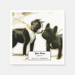 BOSTON TERRIER&FRENCH BULLDOG    SERVIETTE