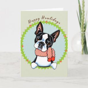 Boston Terrier Frohe Howlidays Feiertagskarte
