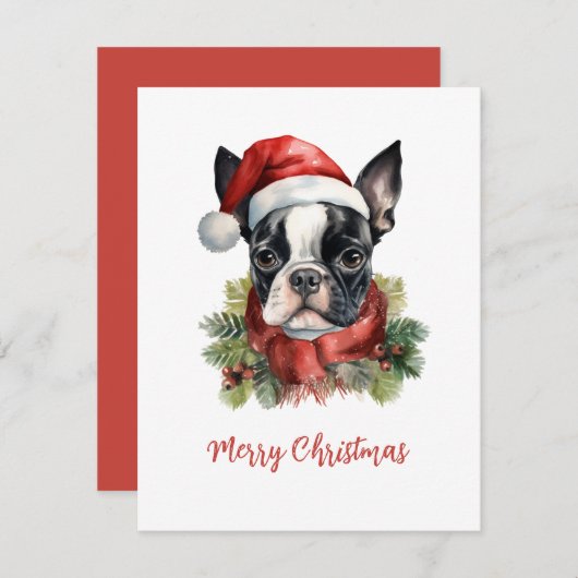 Boston Terrier Frohe Weihnachtskarte Einladung (Vorne/Hinten)