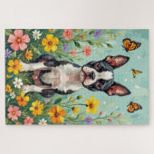 Boston Terrier Frühling Botanischer Garten Hund Puzzle (Horizontal)