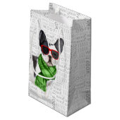Boston Terrier Funny Christmas Dog Kleine Geschenktüte (Rückseite Schrägansicht)