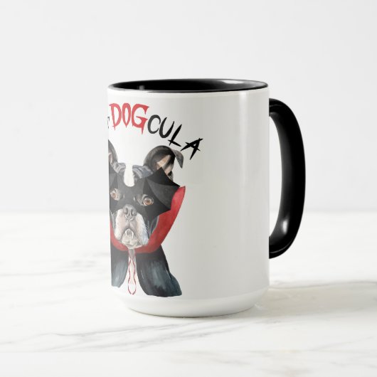 Boston Terrier Funny Count DOGcula Halloween Tasse (VorderseiteRechts)