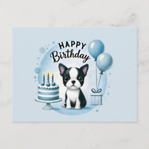 Boston Terrier Geburtstagsbeitrag - Süße Hund Gruß Postkarte
