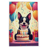 Boston-Terrier-Geburtstagsfeier Mittlere Geschenktüte (Vorderseite)