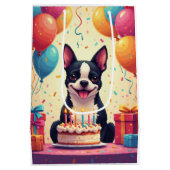 Boston-Terrier-Geburtstagsfeier Mittlere Geschenktüte (Rückseite)