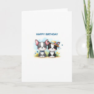 Boston Terrier Geburtstagskarte Feiertagskarte