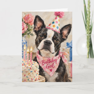 Boston-Terrier-Geburtstagskarten Mädchen Karte