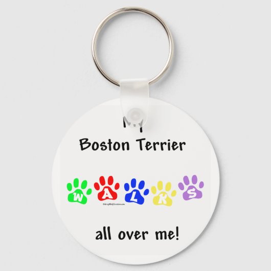 Boston Terrier geht durch mich - Schlüsselanhänger (Vorderseite)