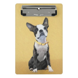 Boston-Terrier-Gemälde - Süße originelle Hundekuns Mini Klemmbrett