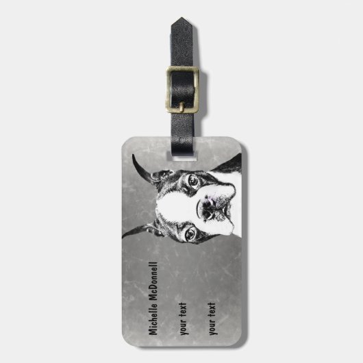 Boston Terrier Gepäckanhänger (Vorderseite vertikal)