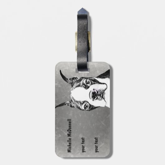 Boston Terrier Gepäckanhänger (Rückseite vertikal)