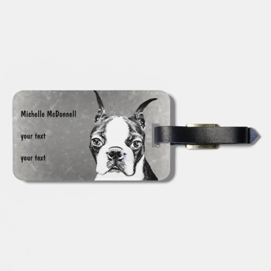 Boston Terrier Gepäckanhänger (Rückseite horizontal)