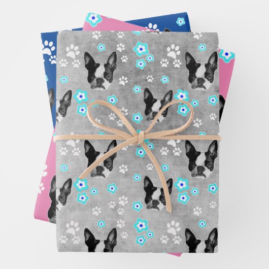 Boston Terrier Geschenke, Zubehör und Geschenkpapier Set (Beispiel)