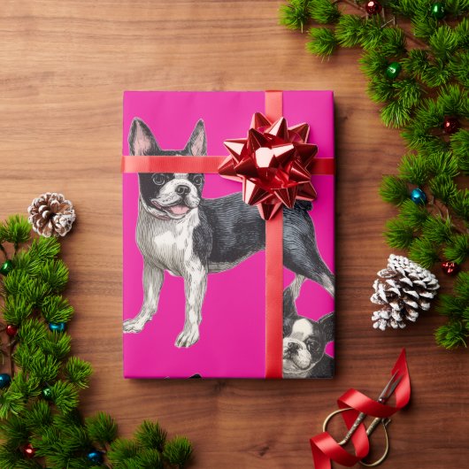 Boston Terrier Geschenkpapier (Feiertagsgeschenk)