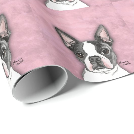 Boston Terrier Geschenkpapier (Rolleneckpunkt)