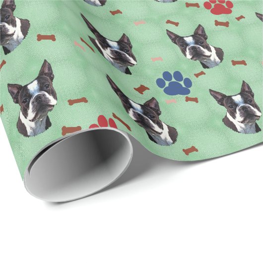 Boston Terrier Geschenkpapier (Rolleneckpunkt)