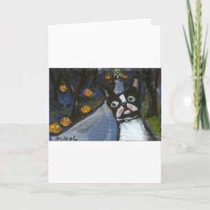 Boston Terrier gespenstisches Halloween Karte
