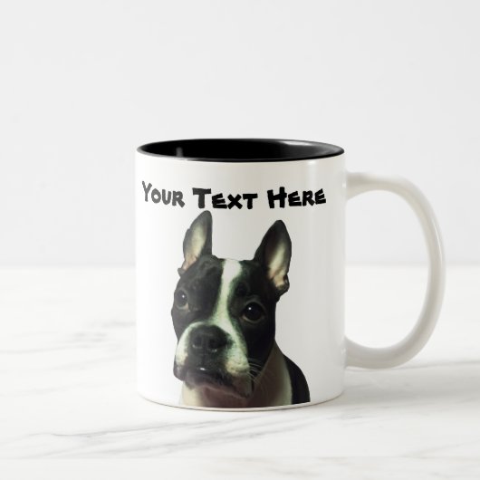 Boston-Terrier-Gewohnheits-Tasse Zweifarbige Tasse (Rechts)