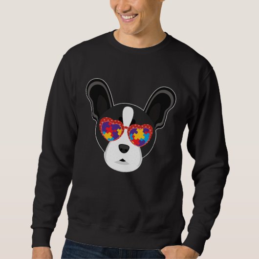 Boston Terrier Glasses Puzzle Autism Awareness Aut Sweatshirt (Vorderseite)